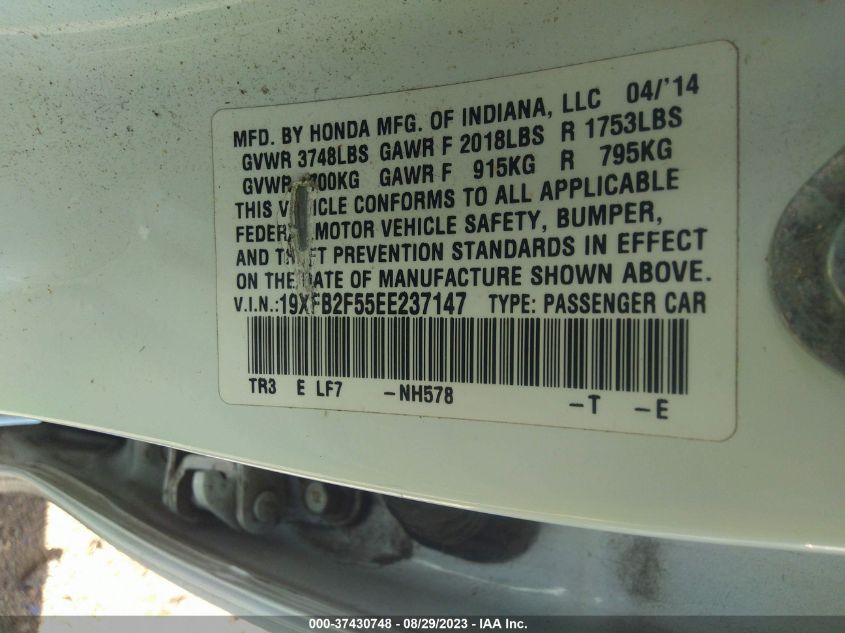 2014 HONDA CIVIC SEDAN LX - 19XFB2F55EE237147