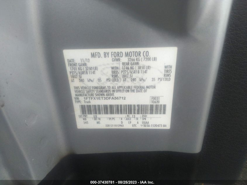 2013 FORD F-150 XL/XLT/FX4/LARIAT - 1FTFX1ET3DFA56712