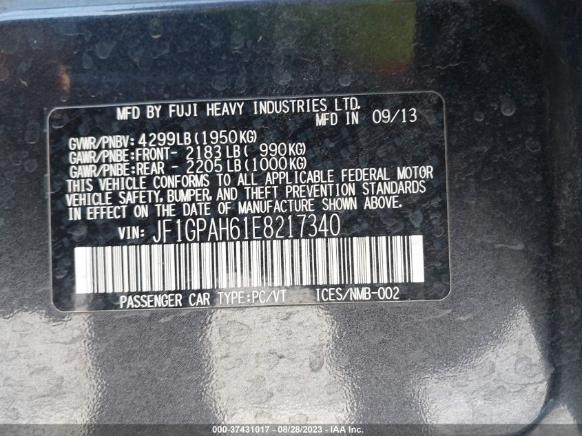 2014 SUBARU IMPREZA WAGON 2.0I LIMITED - JF1GPAH61E8217340