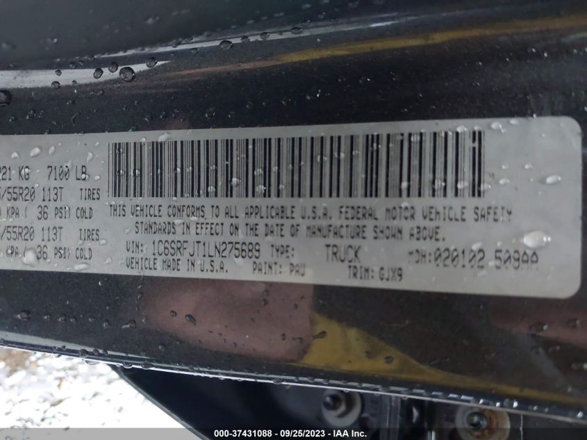 2020 RAM 1500 LARAMIE - 1C6SRFJT1LN275689