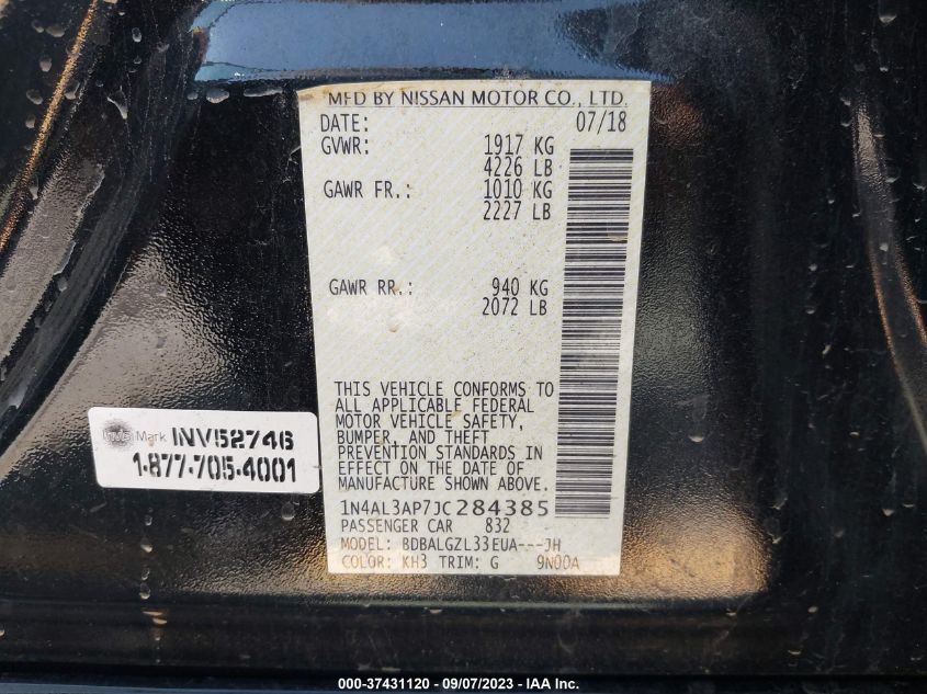 2018 NISSAN ALTIMA 2.5 S - 1N4AL3AP7JC284385