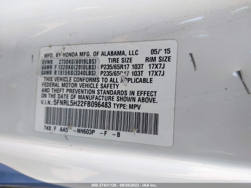 2015 HONDA ODYSSEY LX - 5FNRL5H22FB096483
