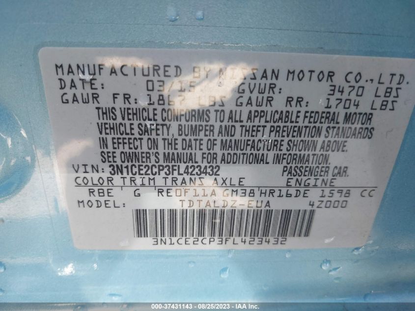 2015 NISSAN VERSA NOTE SV - 3N1CE2CP3FL423432