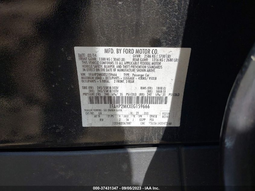2014 FORD SEDAN POLICE INTERCEPTOR 1FAHP2MKXEG159666