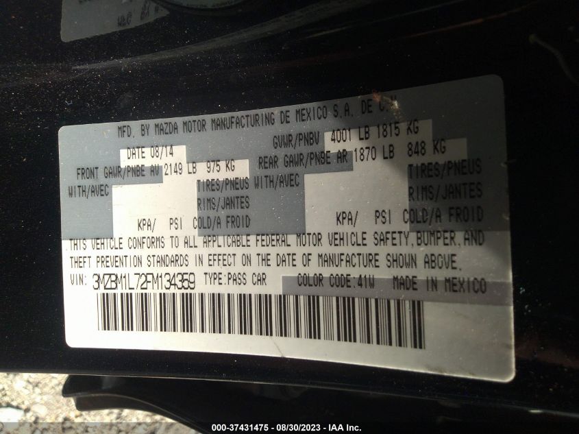 2015 MAZDA MAZDA3 I TOURING - 3MZBM1L72FM134359