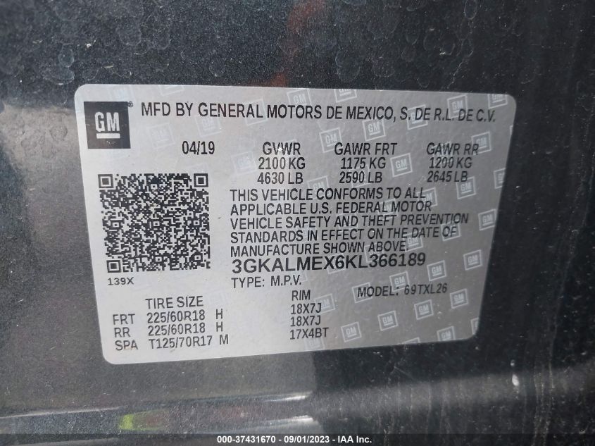 2019 GMC TERRAIN SLE - 3GKALMEX6KL366189