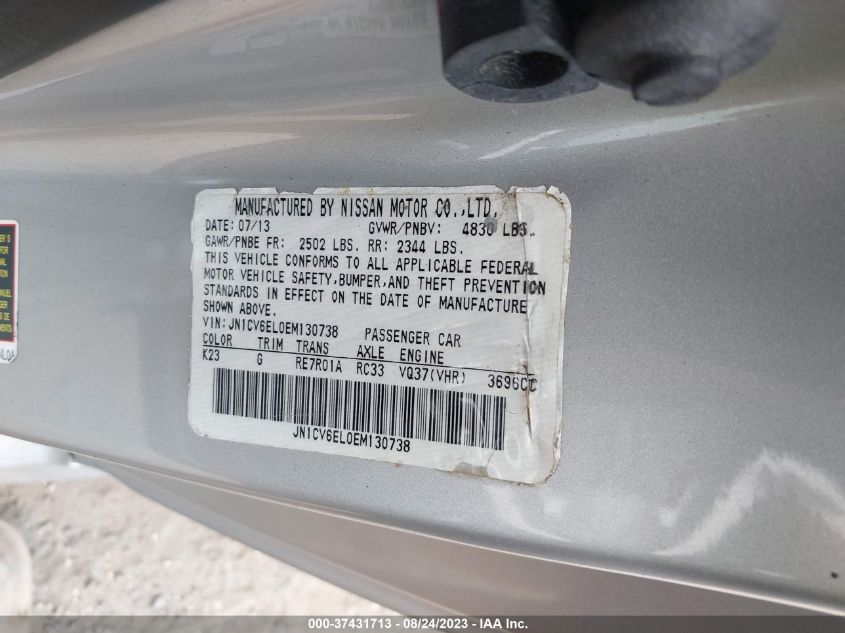2014 INFINITI Q60 COUPE - JN1CV6EL0EM130738