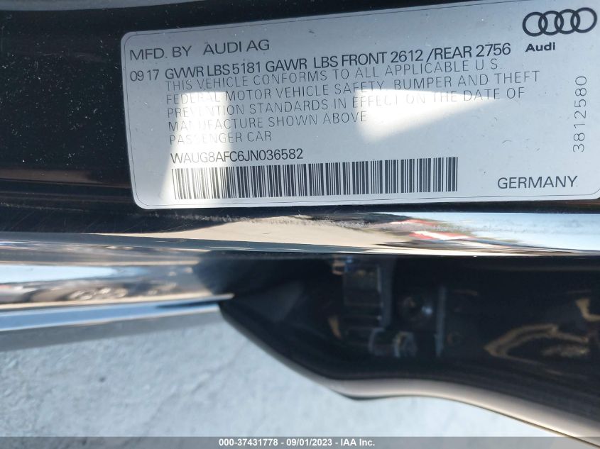 2018 AUDI A6 PREMIUM PLUS - WAUG8AFC6JN036582