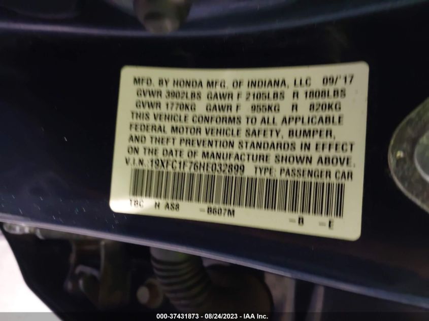 2017 HONDA CIVIC SEDAN EX-L - 19XFC1F76HE032899