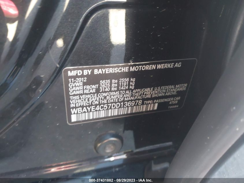 2013 BMW 740LI WBAYE4C57DD136978