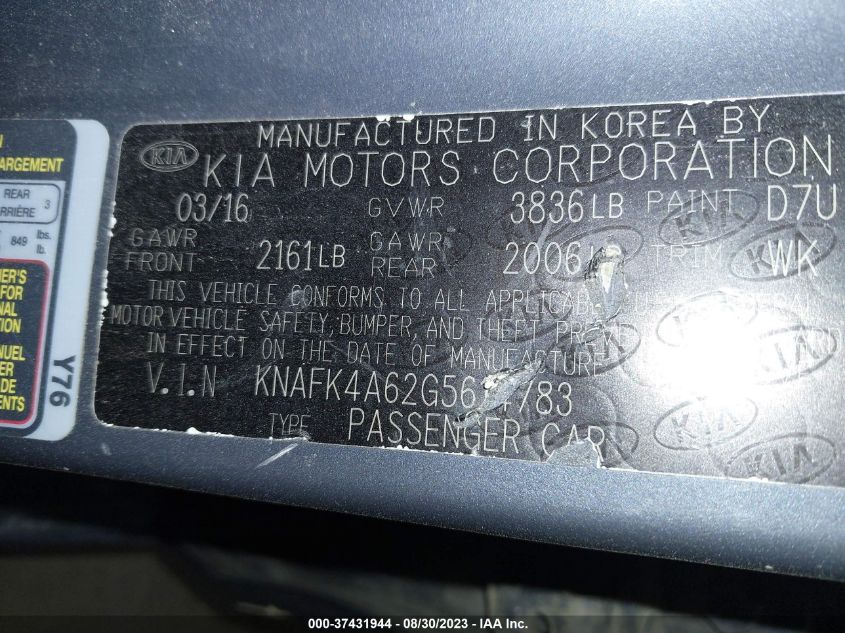 2016 KIA FORTE LX - KNAFK4A62G5614783