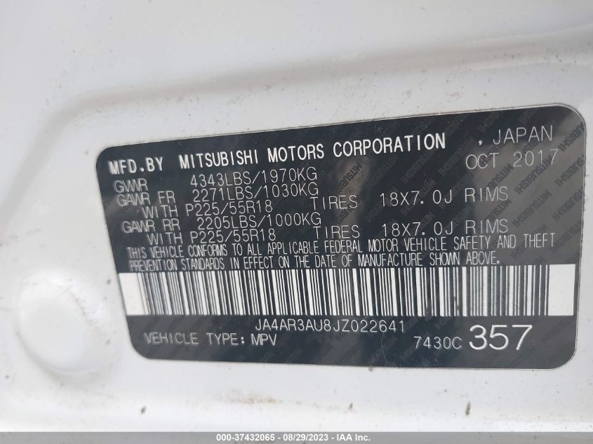 2018 MITSUBISHI OUTLANDER SPORT 2.0 - JA4AR3AU8JZ022641