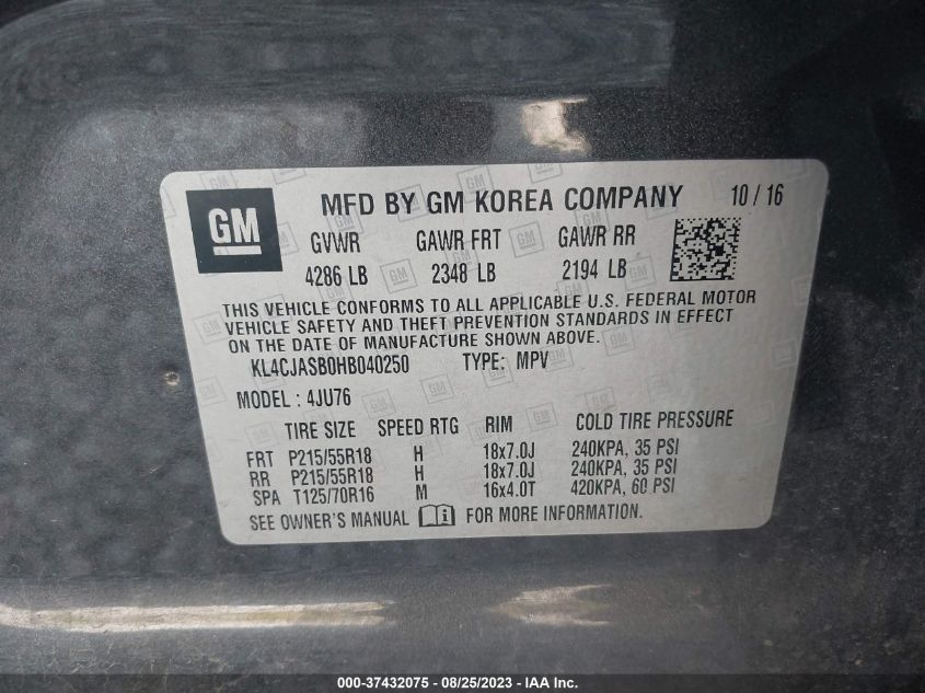 2017 BUICK ENCORE PREFERRED - KL4CJASB0HB040250