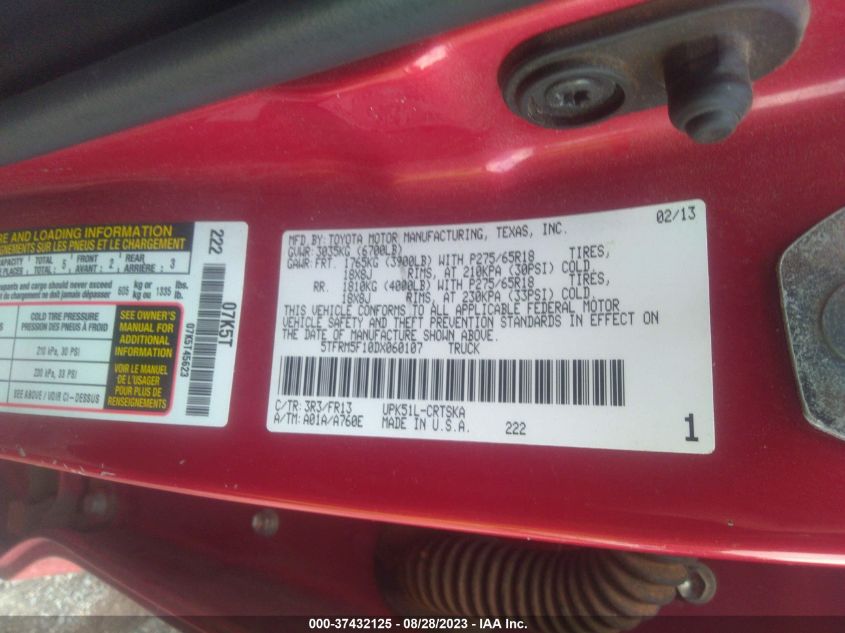 2013 TOYOTA TUNDRA GRADE 4.6L V8 5TFRM5F10DX060107