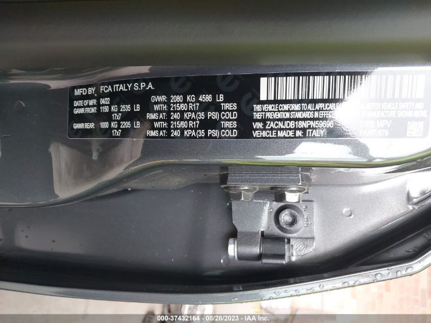 2022 JEEP RENEGADE LATITUDE - ZACNJDB18NPN59696