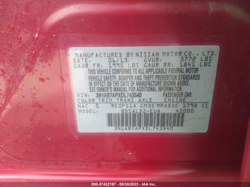 2013 NISSAN SENTRA SV - 3N1AB7APXDL743540
