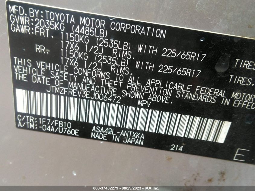 2014 TOYOTA RAV4 LE - JTMZFREV3EJ006472