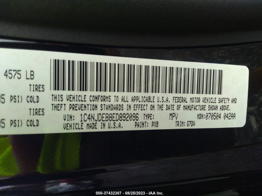 2014 JEEP COMPASS LATITUDE - 1C4NJDEB8ED892096