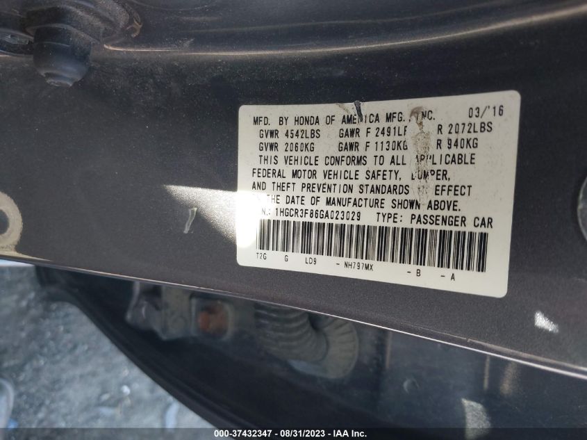 2016 HONDA ACCORD SEDAN EX-L - 1HGCR3F86GA023029