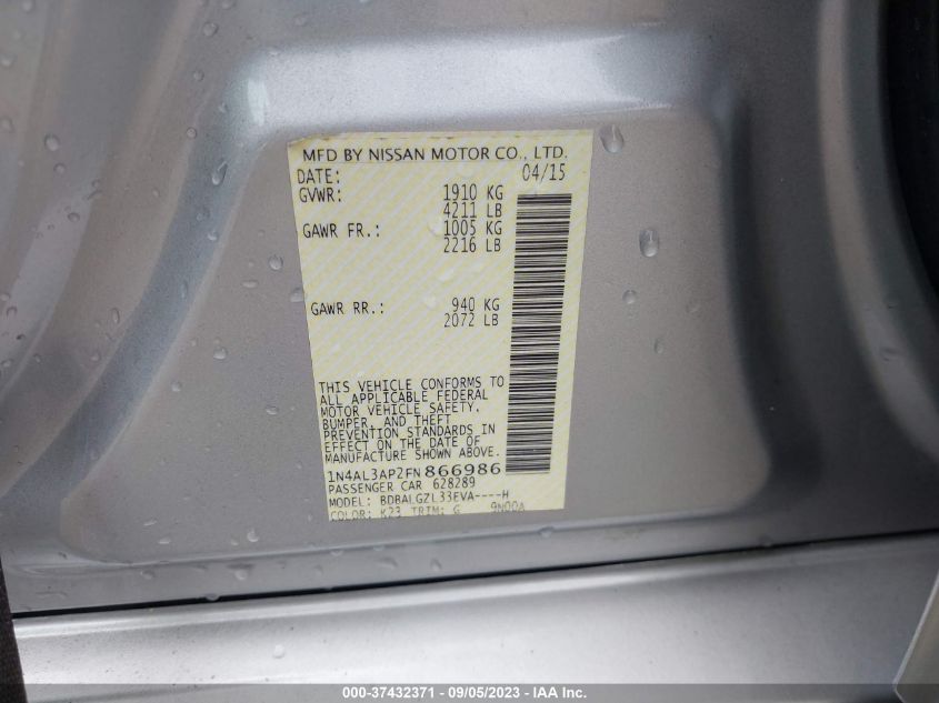 2015 NISSAN ALTIMA 2.5 S - 1N4AL3AP2FN866986