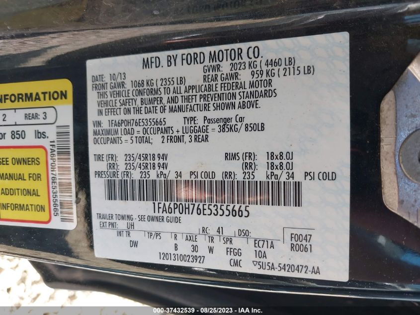 2014 FORD FUSION SE - 1FA6P0H76E5355665