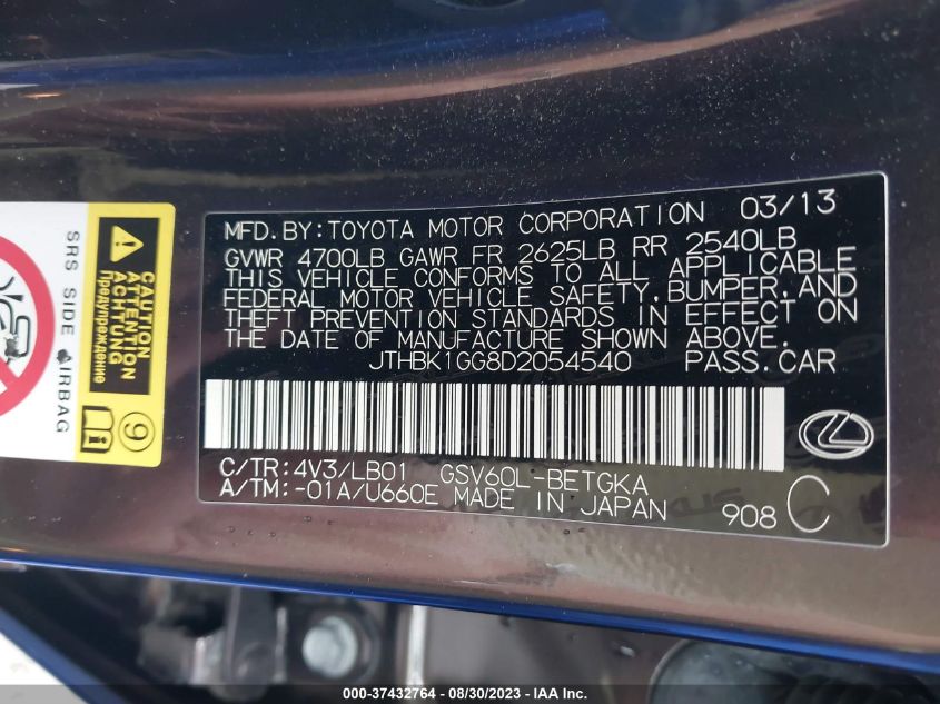 2013 LEXUS ES 350 4DR SDN - JTHBK1GG8D2054540