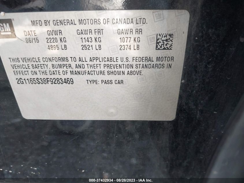 2015 CHEVROLET IMPALA LTZ - 2G1165S38F9283469