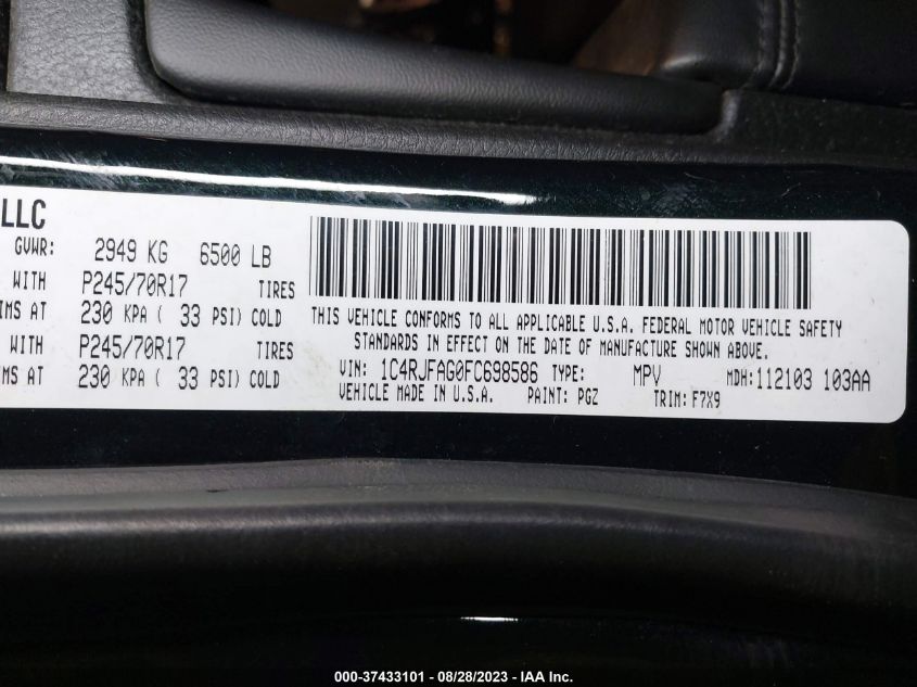 2015 JEEP GRAND CHEROKEE LAREDO - 1C4RJFAG0FC698586