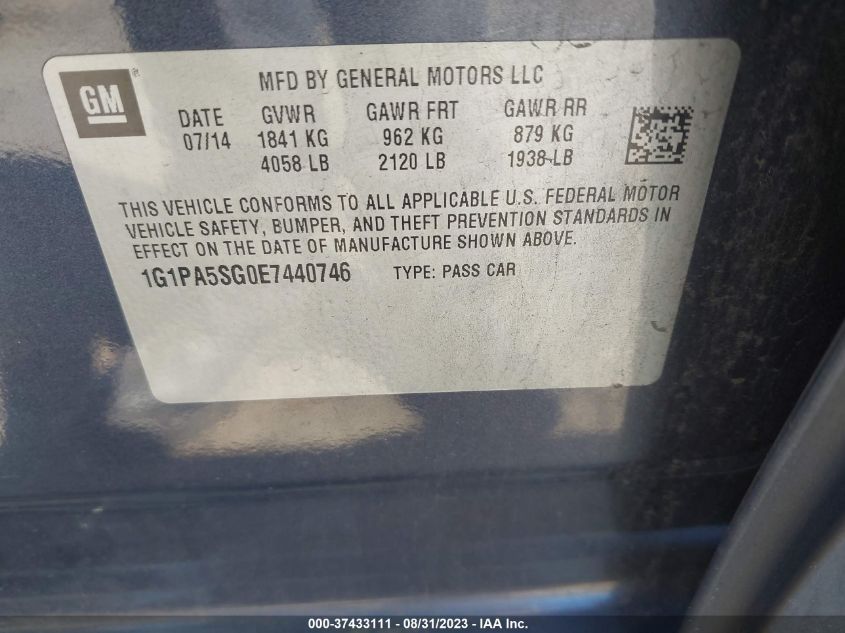 2014 CHEVROLET CRUZE LS - 1G1PA5SG0E7440746
