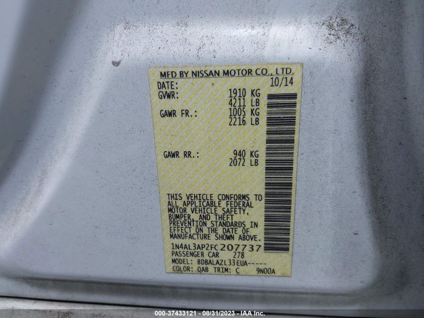 2015 NISSAN ALTIMA 2.5 - 1N4AL3AP2FC207737