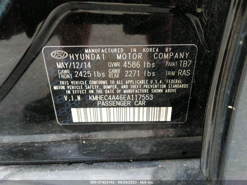 2014 HYUNDAI SONATA HYBRID - KMHEC4A46EA117553
