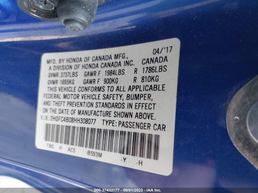 2017 HONDA CIVIC COUPE LX-P - 2HGFC4B08HH308077