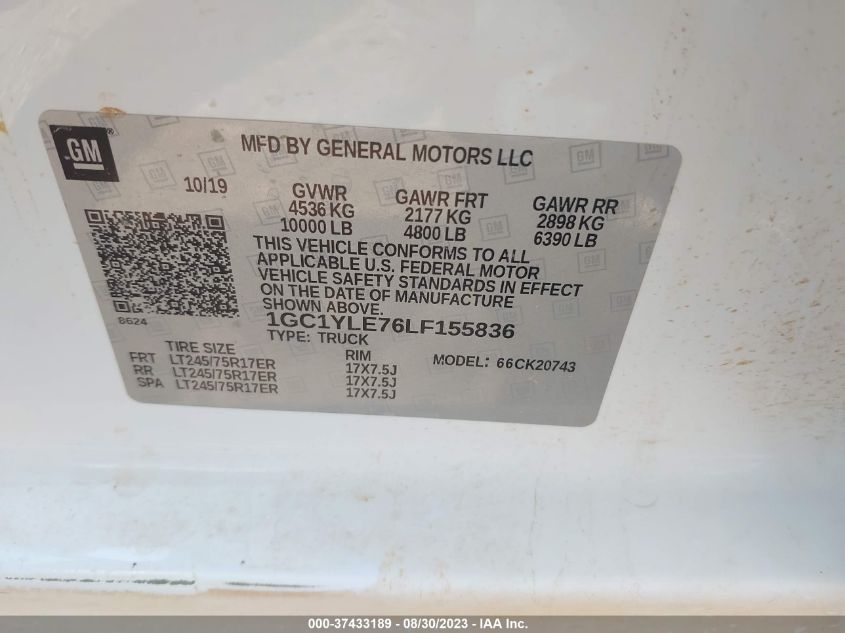 2020 CHEVROLET SILVERADO 2500HD WORK TRUCK - 1GC1YLE76LF155836
