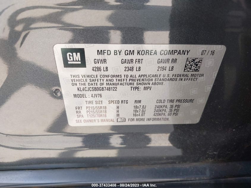 2016 BUICK ENCORE LEATHER - KL4CJCSB0GB748122