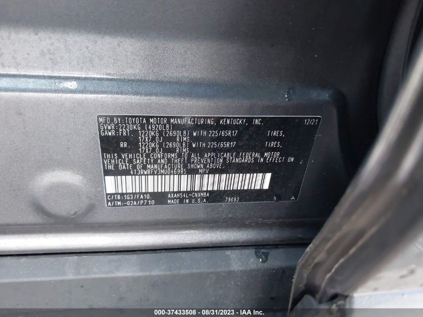 2021 TOYOTA RAV4 XLE - 4T3RWRFV3MU046985