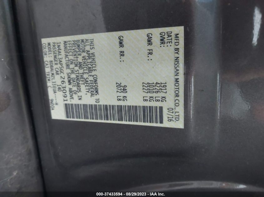2016 NISSAN ALTIMA 2.5 SV - 1N4AL3AP5GC263091