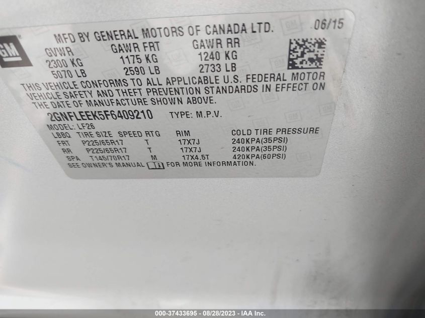 2015 CHEVROLET EQUINOX LS - 2GNFLEEK5F6409210