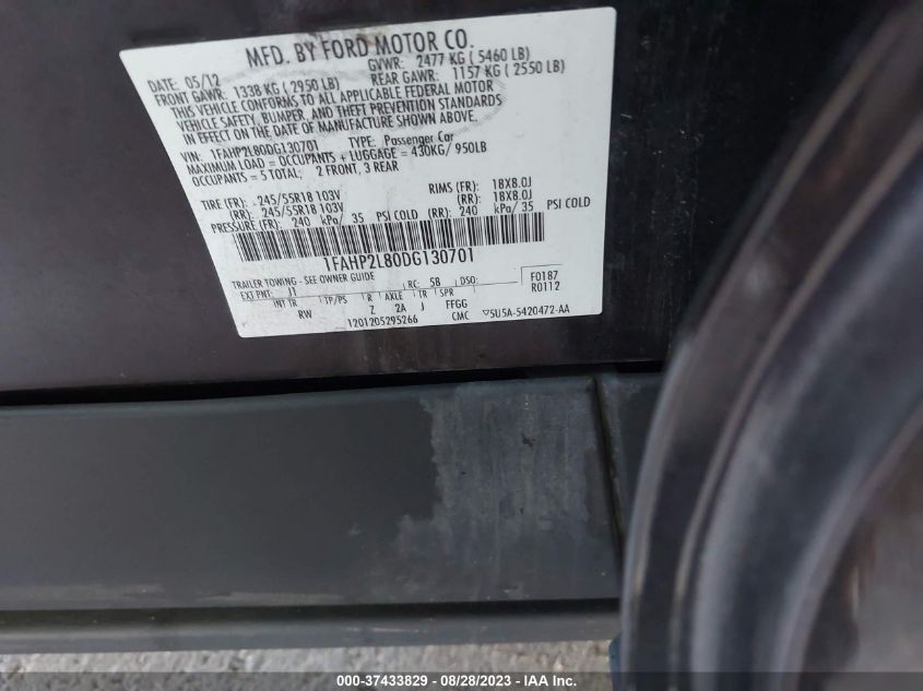 2013 FORD SEDAN POLICE INTERCEPTOR 1FAHP2L80DG130701