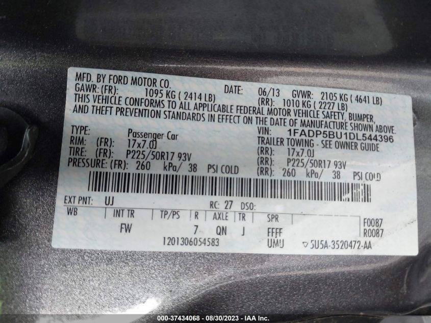 2013 FORD C-MAX HYBRID SEL - 1FADP5BU1DL544396