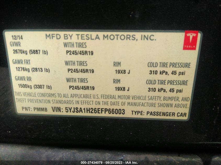 2014 TESLA MODEL S P85D - 5YJSA1H26EFP66003