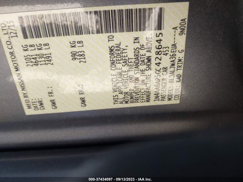 2016 NISSAN MAXIMA 3.5 SV - 1N4AA6AP5GC428645