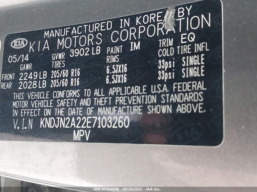 2014 KIA SOUL - KNDJN2A22E7103260