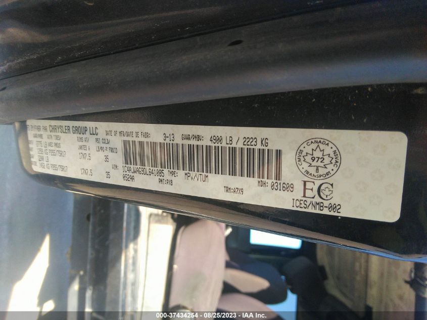 2013 JEEP WRANGLER SPORT 1C4AJWAG9DL641085