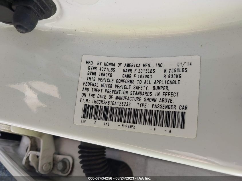 2014 HONDA ACCORD SEDAN EX-L - 1HGCR2F81EA125233