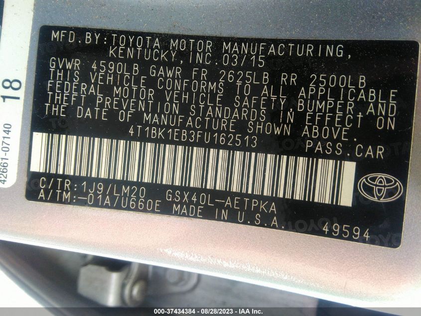 2015 TOYOTA AVALON LIMITED - 4T1BK1EB3FU162513