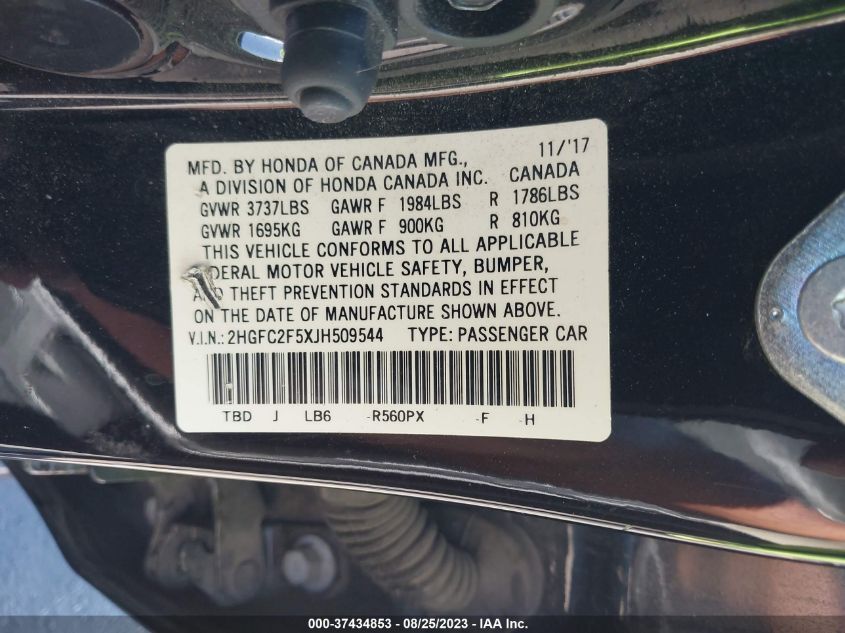 2018 HONDA CIVIC SEDAN LX - 2HGFC2F5XJH509544