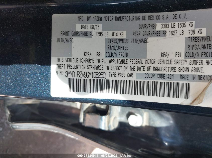 2016 TOYOTA SCION IA 3MYDLBZV9GY105253