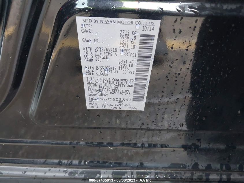 2015 NISSAN PATHFINDER SL - 5N1AR2MNXFC603861
