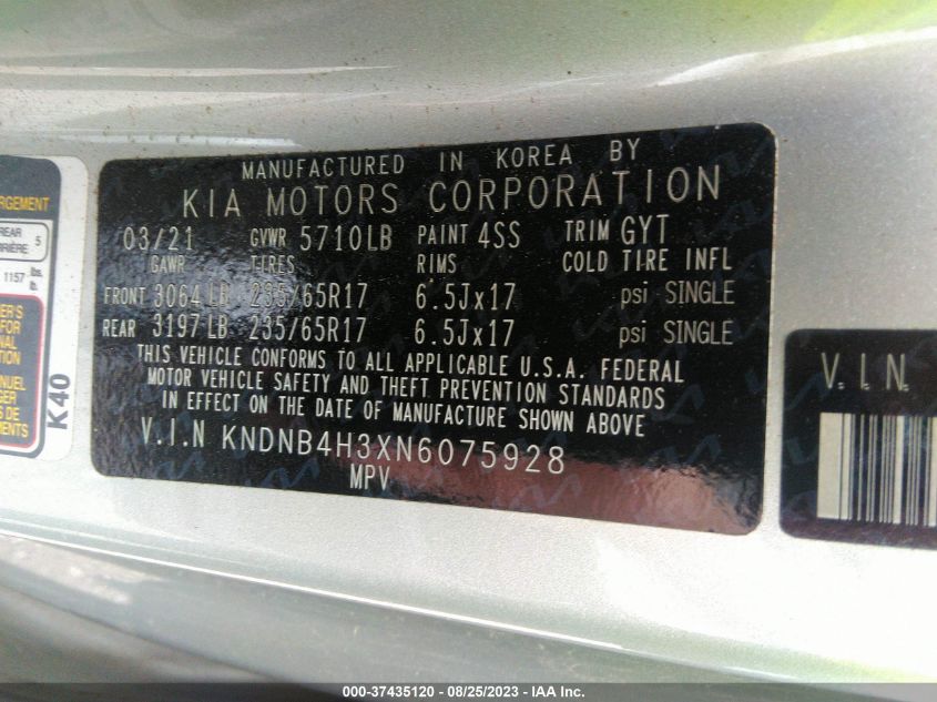 2022 KIA CARNIVAL LX - KNDNB4H3XN6075928