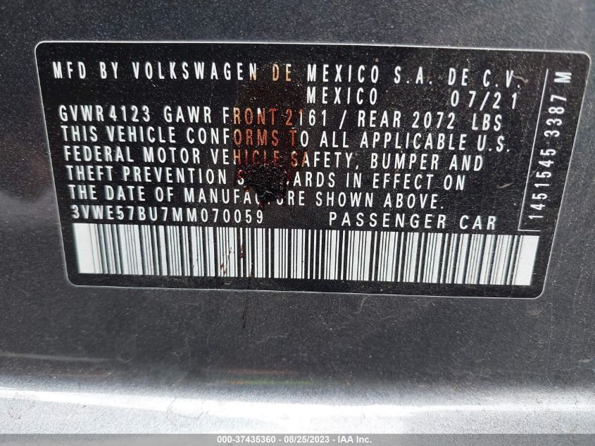 2021 VOLKSWAGEN JETTA SEL - 3VWE57BU7MM070059